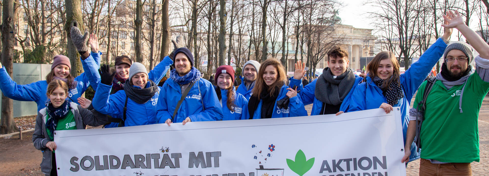 Mitarbeitende von Aktion gegen den Hunger auf Wir haben es satt Demonstration 