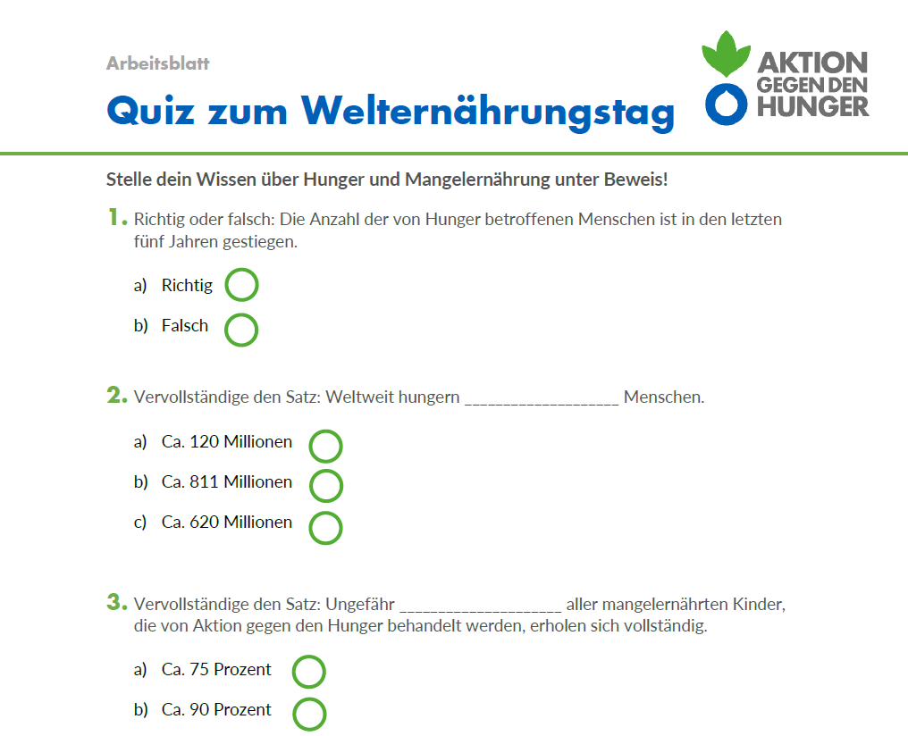 Quiz zum Welternährungstag