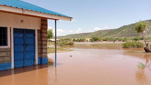 Isiolo in Kenia im Mai 2024: Häuser stehen unter Wasser.